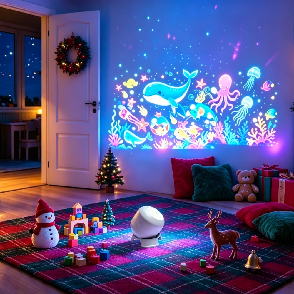 TEMU 360° Panoramic Rotating Wave Starry Sky Projection Lamp | Usb Plug-in Soft Light Mood Night Light | Multi-angle Adjustable Decorative Lamp |