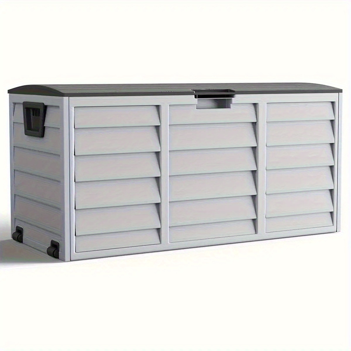 Heavy-Duty Outdoor Storage Box with Locking Lid - Large Capacity Garden, Patio, Garage Organizer - Durable Plastic Construction - for Tools, Decor, Seasonal - Weather-Resistant - Ideal for Home, Commercial, or Event Use - Gray, Patio Organization,  , Secure Closure, Versatile Container, Commercial Spaces, Box, Cabinet, Rack for Outdoor Storage, Outdoor Storage Box, Garden Box For Outdoors/storage, Outdoor   Garden Cabinet, Outdoor Mobile, Outdoor Wardrobe, Deck