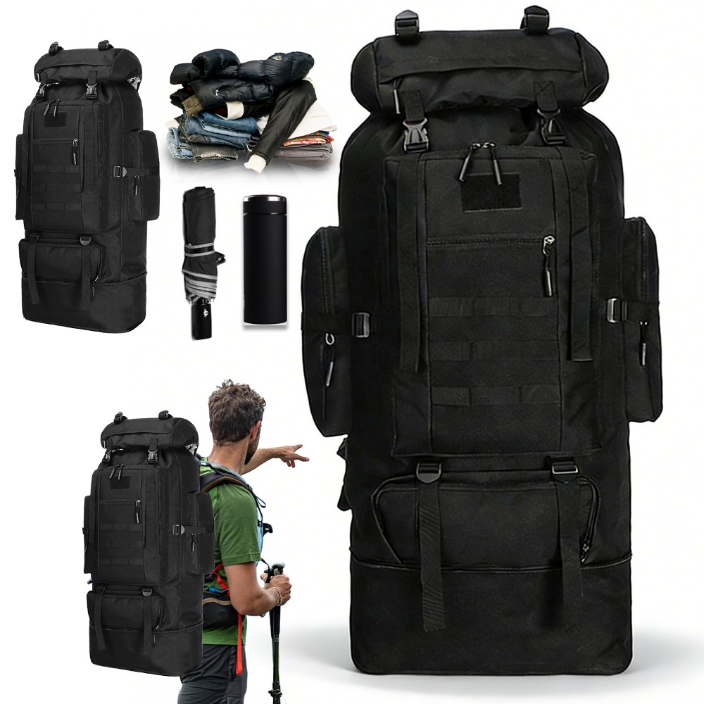 Image of 100l Large-capacity Wear-resistant Backpack, Durable Outdoor Sports Bag For Mountaineering Camping Hiking Cycling, Multi-scene Travel Backpack