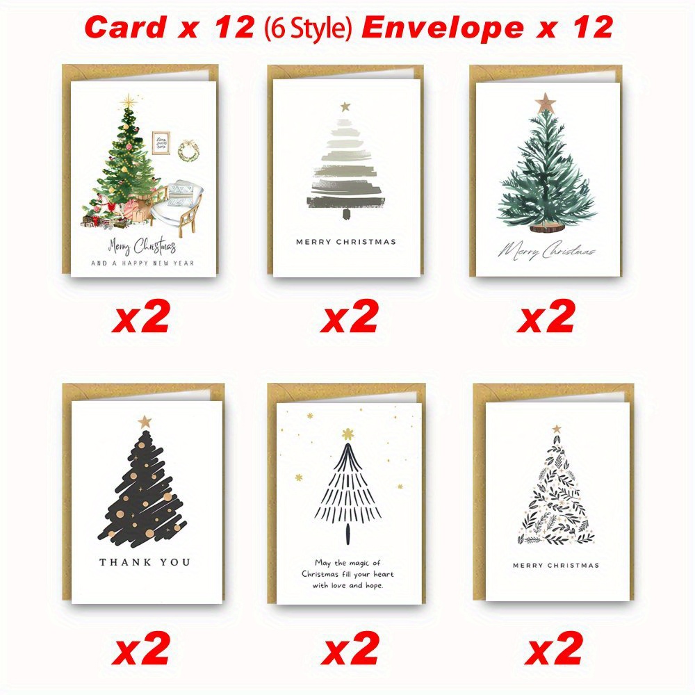 Hallmark Weihnachtskarten-Set 'Merry And Bright', 24 Karten & Umschläge – 6 Niedliche Designs