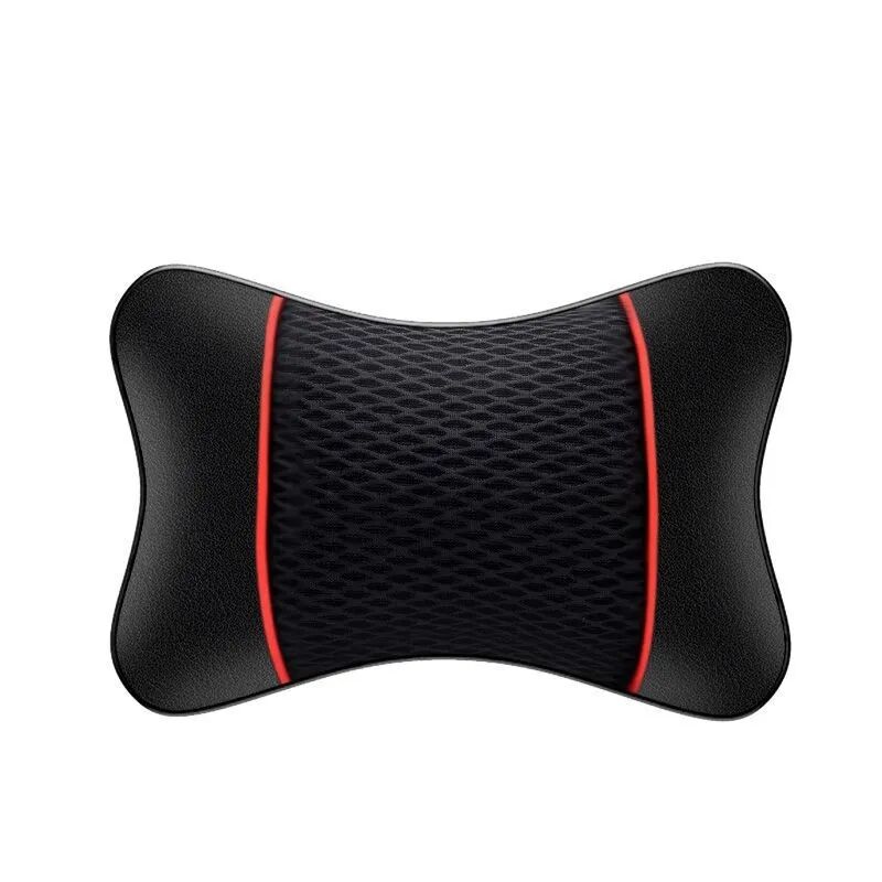 Car Headrest Mesh Breathable Neck Pillow - Soft, Comfortable Seat Rest Cushion With Red Accents, Black, Enhances Driving And Style, Car Accessory | Accessory | Breathable Material, Car Headrest Pillow