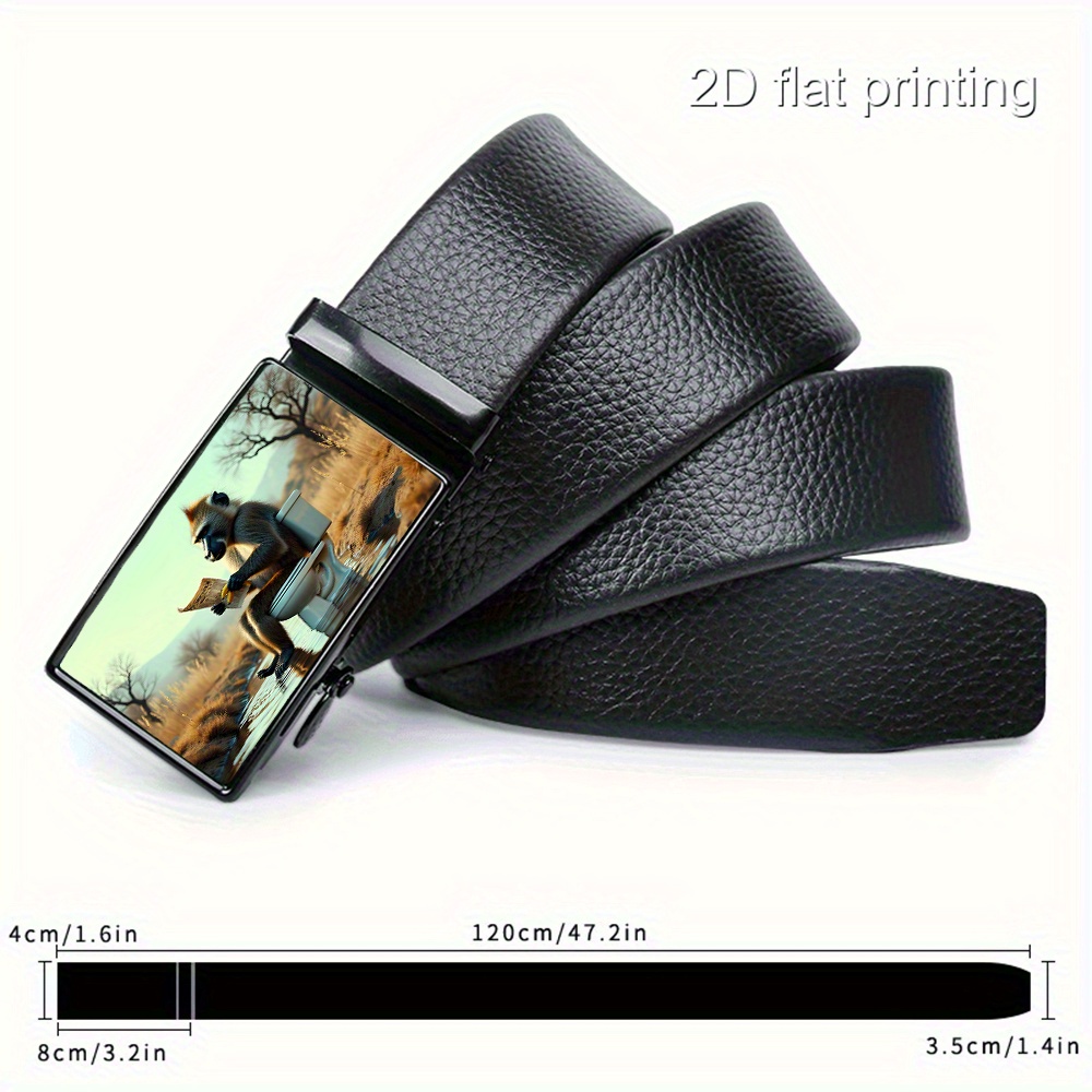 TEMU One-piece 2d Fun Gorilla Pattern Art Design - Durable High-quality Exquisite Belt, Men's Sliding Belt, Adjustable Business Belt, Suitable For