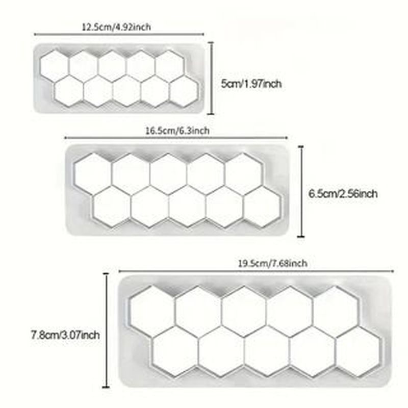 TEMU 3pcs Hexagon Cookie Cutters, Geometric Pastry Cut Molds, Soccer Cake Fondant Cutters, Hexagonal Baking Moulds, Cake Ornament Tools, Pastry