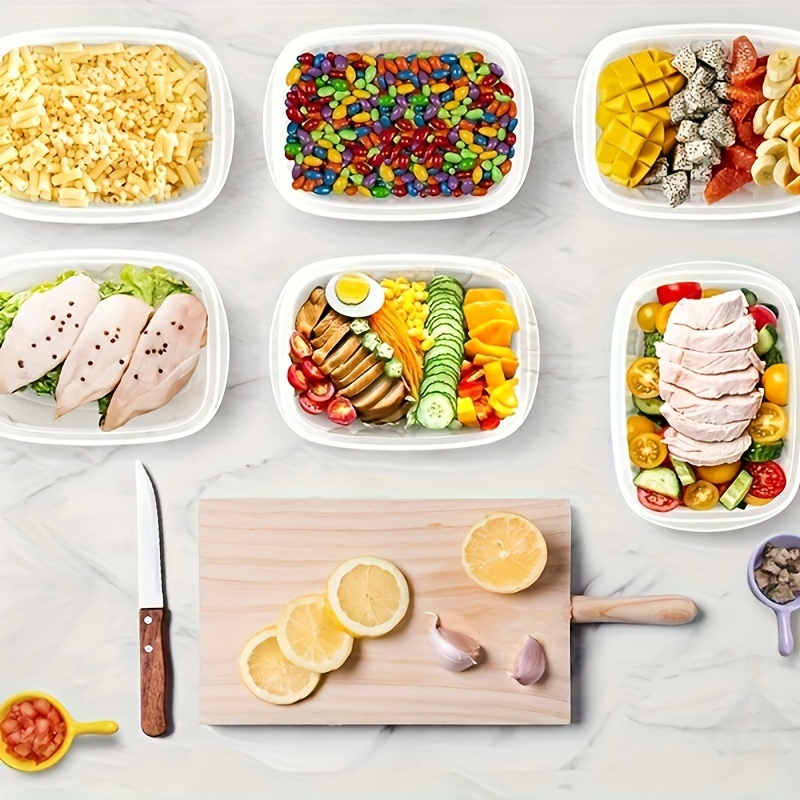 10pcs Clear Plastic Food Storage Containers with Blue Lids - Stackable, Reusable, Perfect for Kitchen Organization - Ideal for Grains, Meats, Fruits, Vegetables - Dishwasher & Microwave Safe