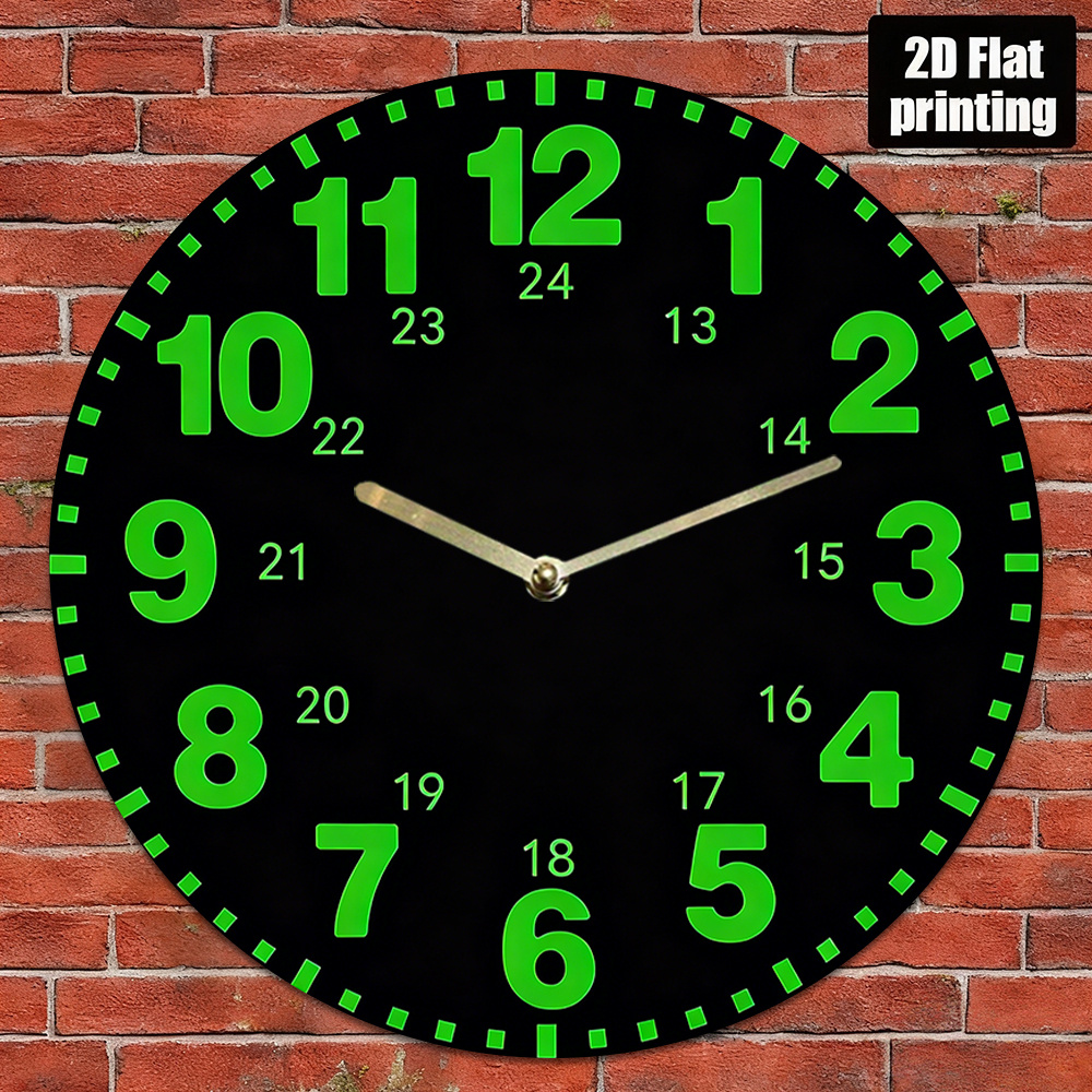 TEMU 2d Flat Clock, Green Digital Clock Pattern Theme Design, 1pc Creative Wall Clock, Wall Clock - Silent No Ticking, Suitable For Living Room,
