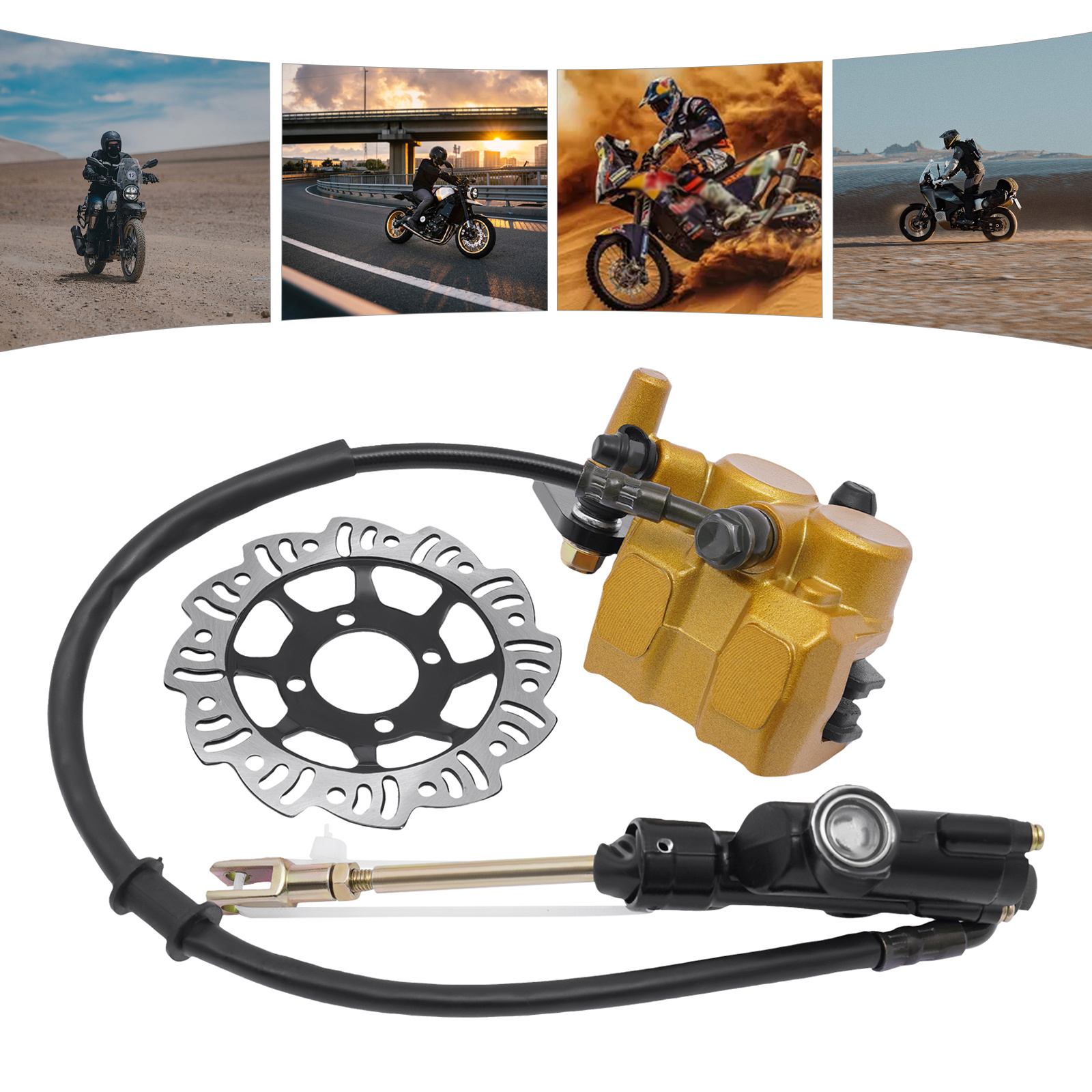 TEMU Complete Hydraulic Brake Kit For Dirt & Pit - 125cc 4-stroke Motorcycle Rear Wheel With Hydraulic Cylinder, Disc & - Compatible With 49-125cc