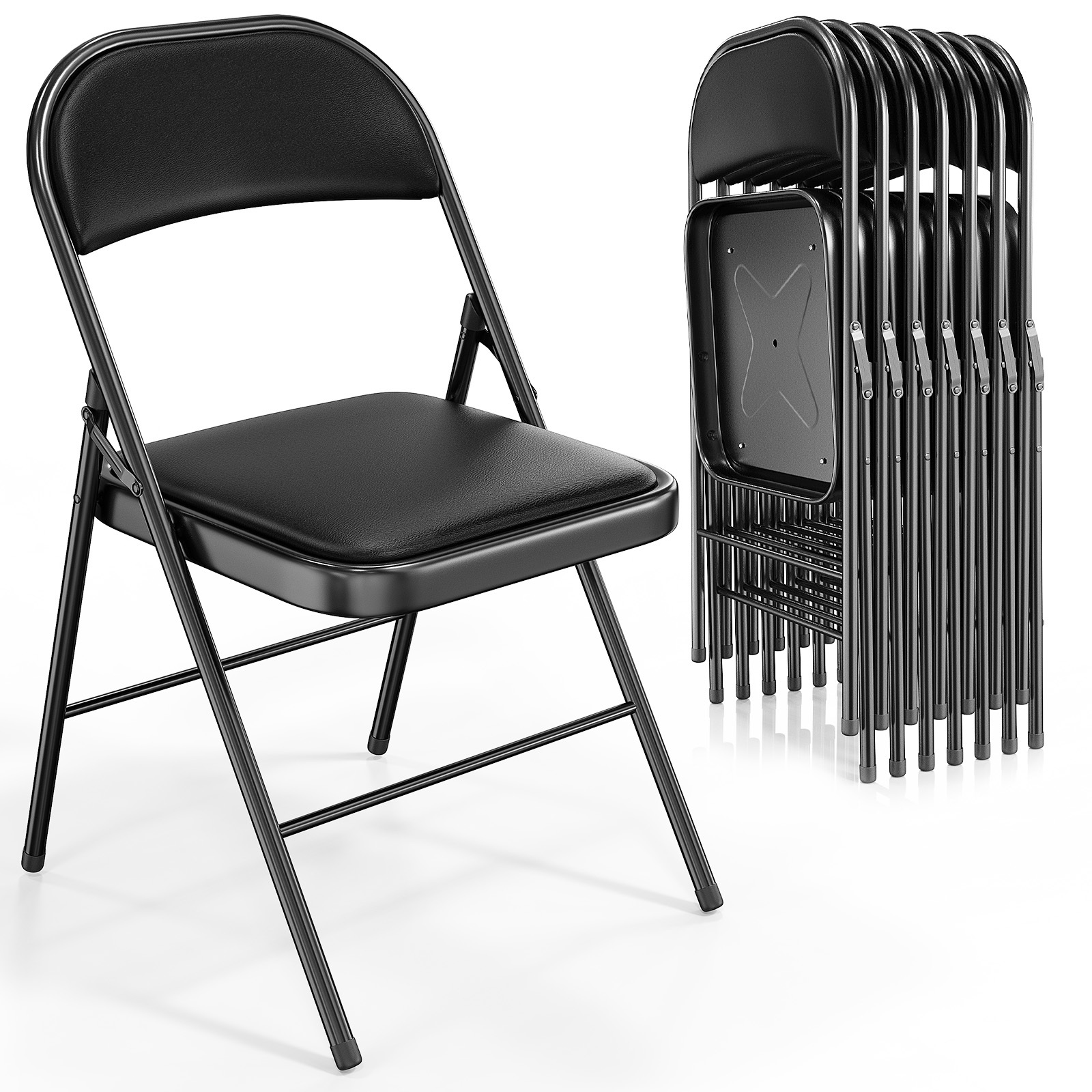 TEMU Bonnlo Sillas Plegables 6 Piezas con Acolchado de PU en la Parte Superior y el Respaldo, Estructura de Acero, 158 Kg, Sillas Plegables para