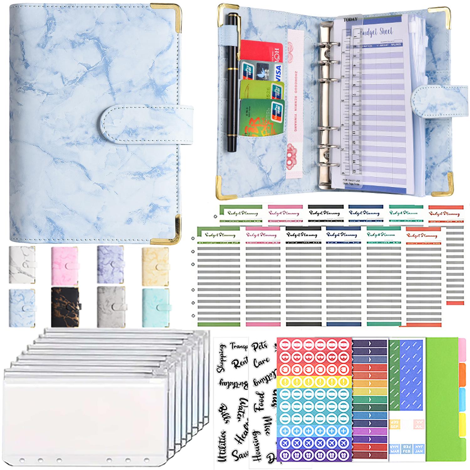 TEMU A6 Marble Pattern Insert Budget Notebook 6-hole Binder Cash Management Journal, Insert Budget Binder, Cash Envelope Savings With Zipper Closure,