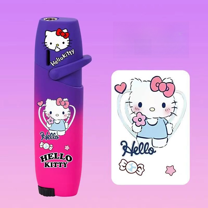 TEMU (without Butane Gas)cartoon Kuromi Kitty Lighter, Gradient Color Metal Rocker Arm Lighter, Windproof Butane Gas Lighter, Cute Sanrios Lighter,