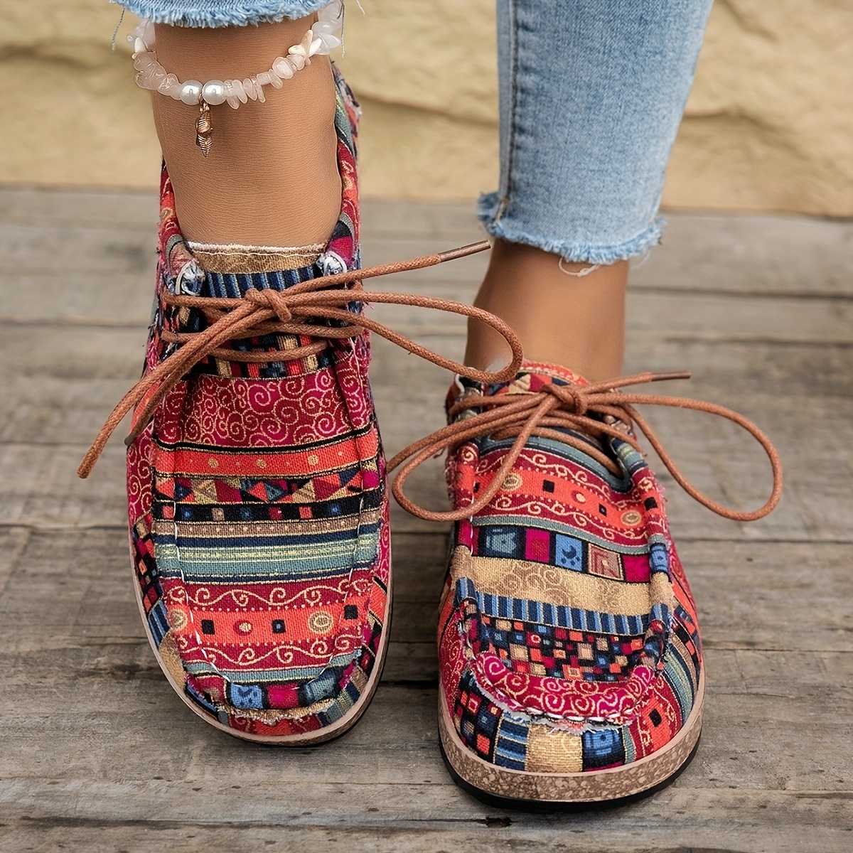 Ethnic Style Women's Breathable Flat Casual Sneakers