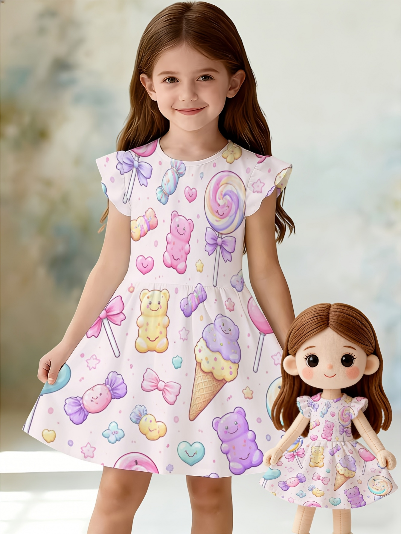 knee length dresses for ladies Auraluz Sun Dress..Pink Check with Embroidered Ice Cream Cones. Store Exclusive! 12M