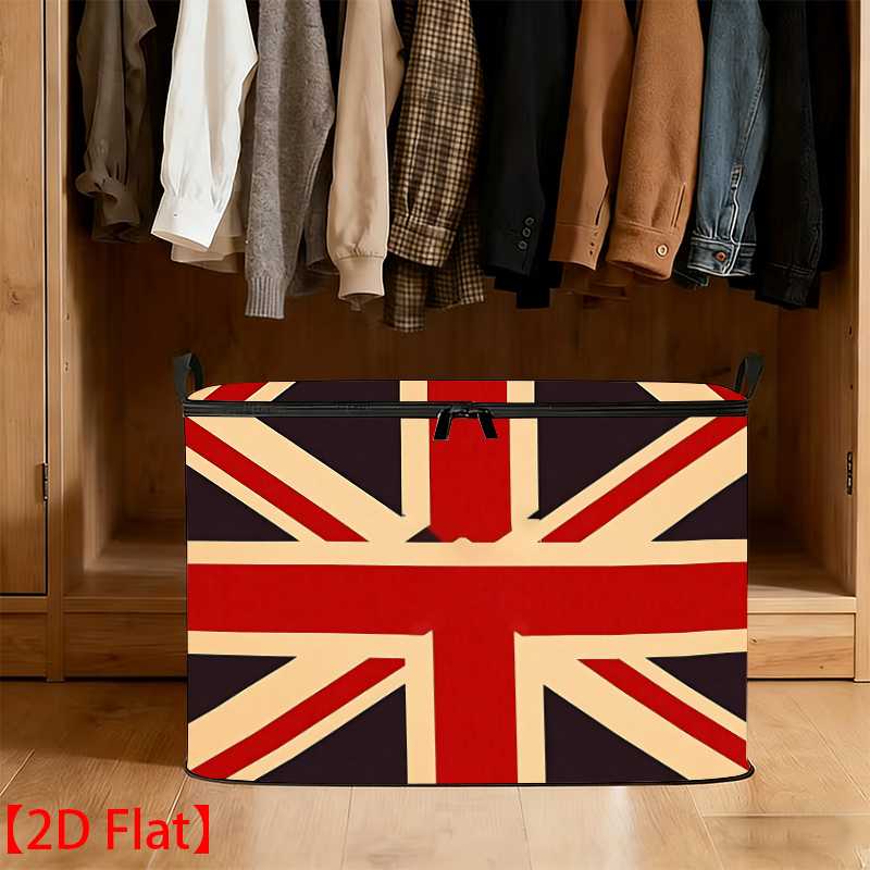 a 2d printed storage basket with vintage british   design lightweight multi purpose household storage box suitable for organizing clothes in   sports items and miscellaneous items under bed storage