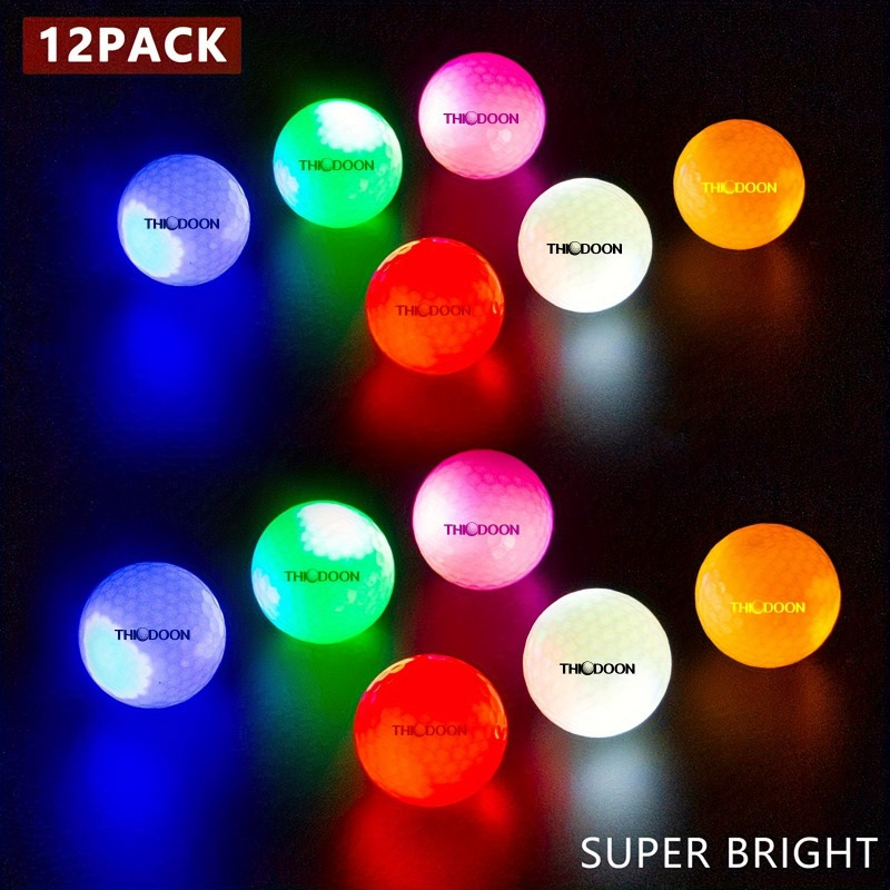 TEMU Thiodoon 12 Pack Of Luminous Golf Balls That The Dark - Led Golf Balls For Play, Gift For Men, Women, ,