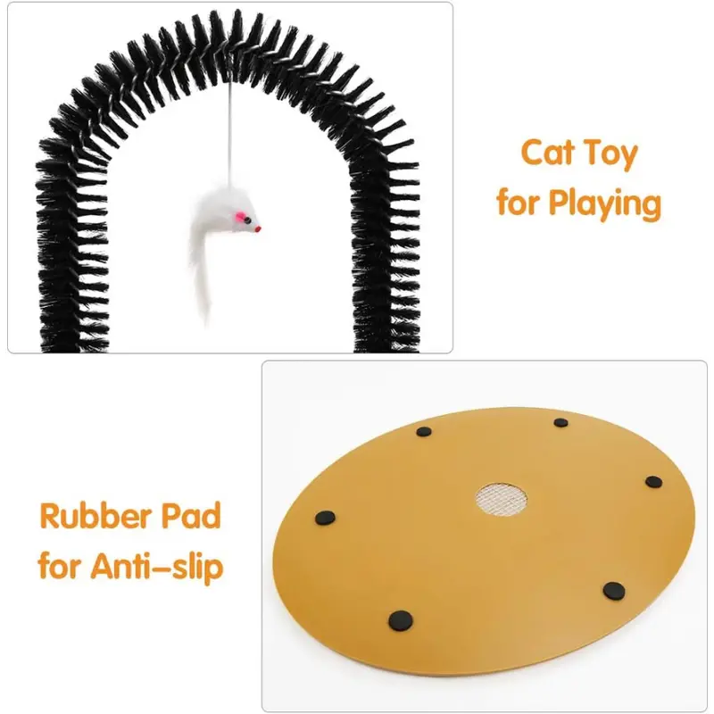 1 set cat scratcher cat brushes for indoor cats cat arch self groomer scratching board scratch pad cat hair brush for shedding cat face head self grooming brush post for deshedding w cute kitten toy suitable for cats and kittens of all ages details 1