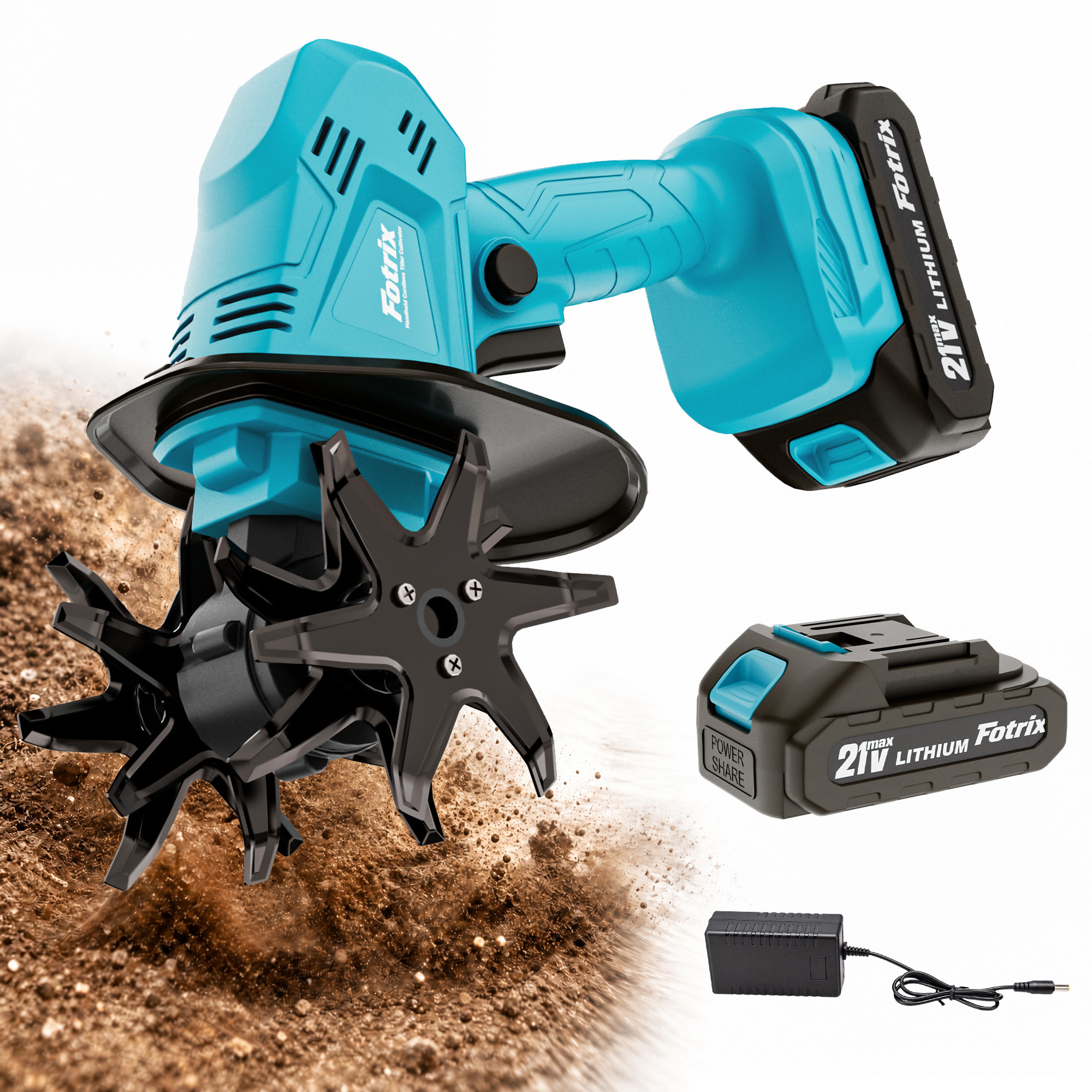TEMU 21v Electric Mini Cordless Garden Cultivator With Power Display, Small Power Weeder With 1 Large Batteries, Handheld Soil Loosening Machine For