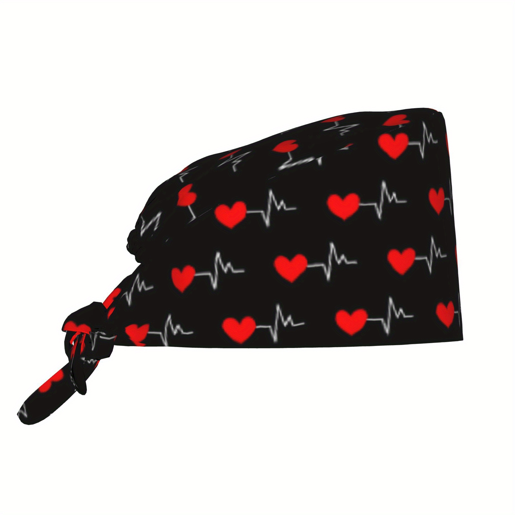 TEMU 1pc Casquette de Travail Unisexe à Motif de Cœur - Casquette Légère et Ajustable avec Arrière, Casquette Infirmière, Casquette de Cuisine