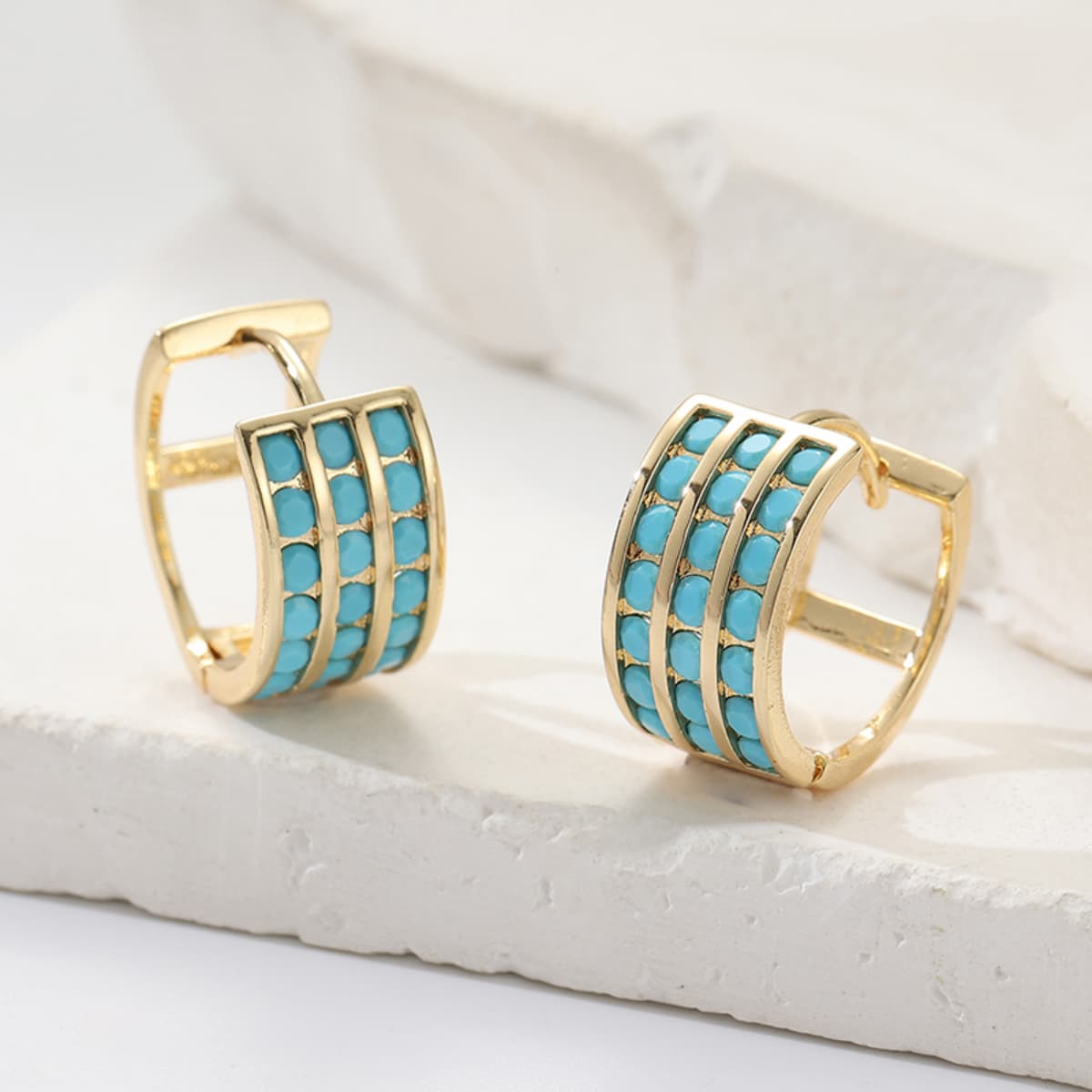Copper Triple Rows Hoop Earrings, Trendy Outdoor Accessories