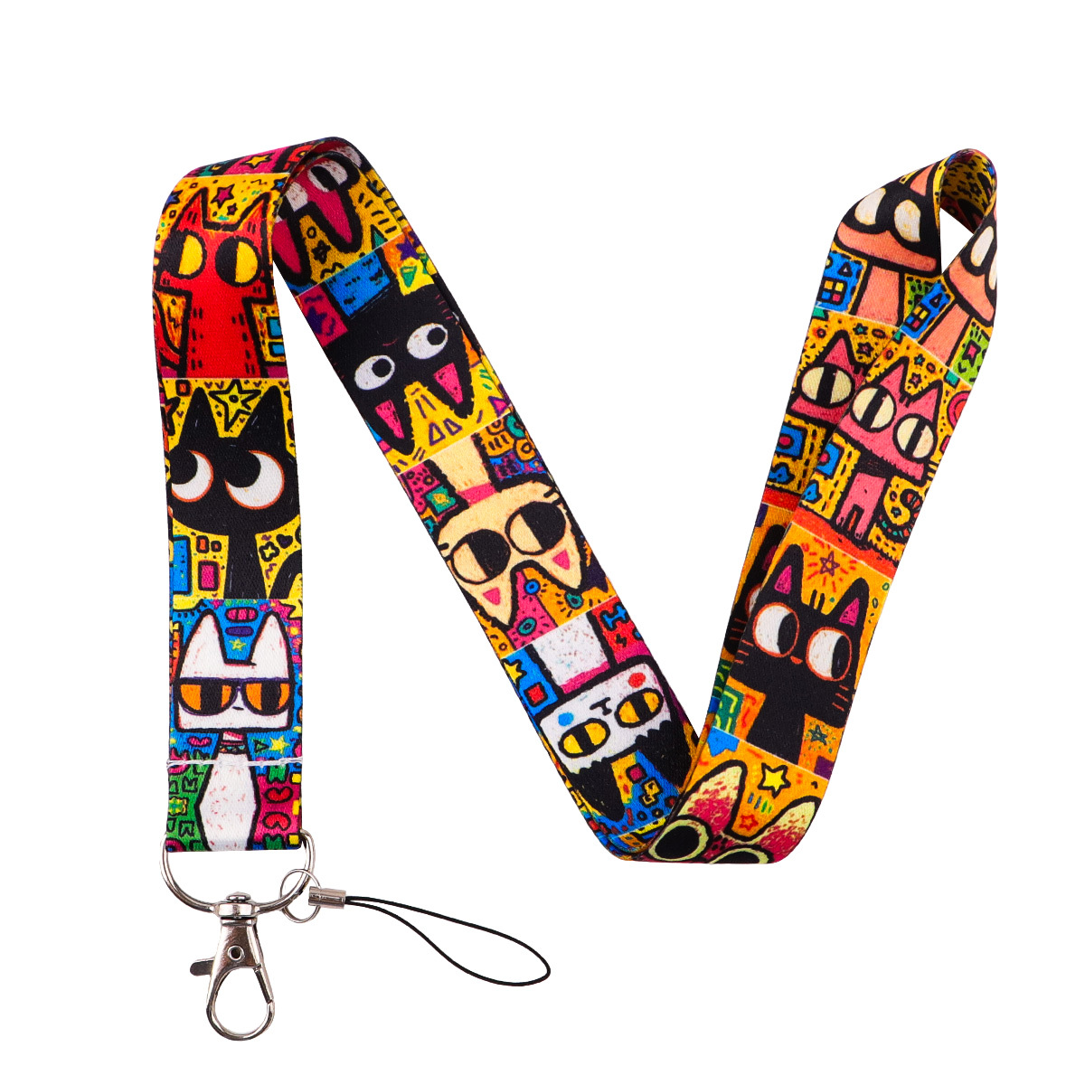 2d 1pc Cat Lanyard Keychain, Suitable For Id Cards, Credit Card Protective Covers, Mobile Phone Additions, Brackets And Keychains