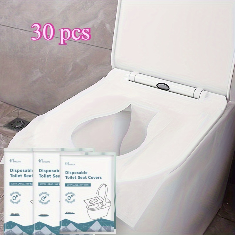 E-shop 30 Stück Einweg-Toilettensitzbezüge – Aus reiner Holzzellstoff, wasserlöslich, tragbarer Geldbörsen-Stil für Reisen, B&Bs und Hotels