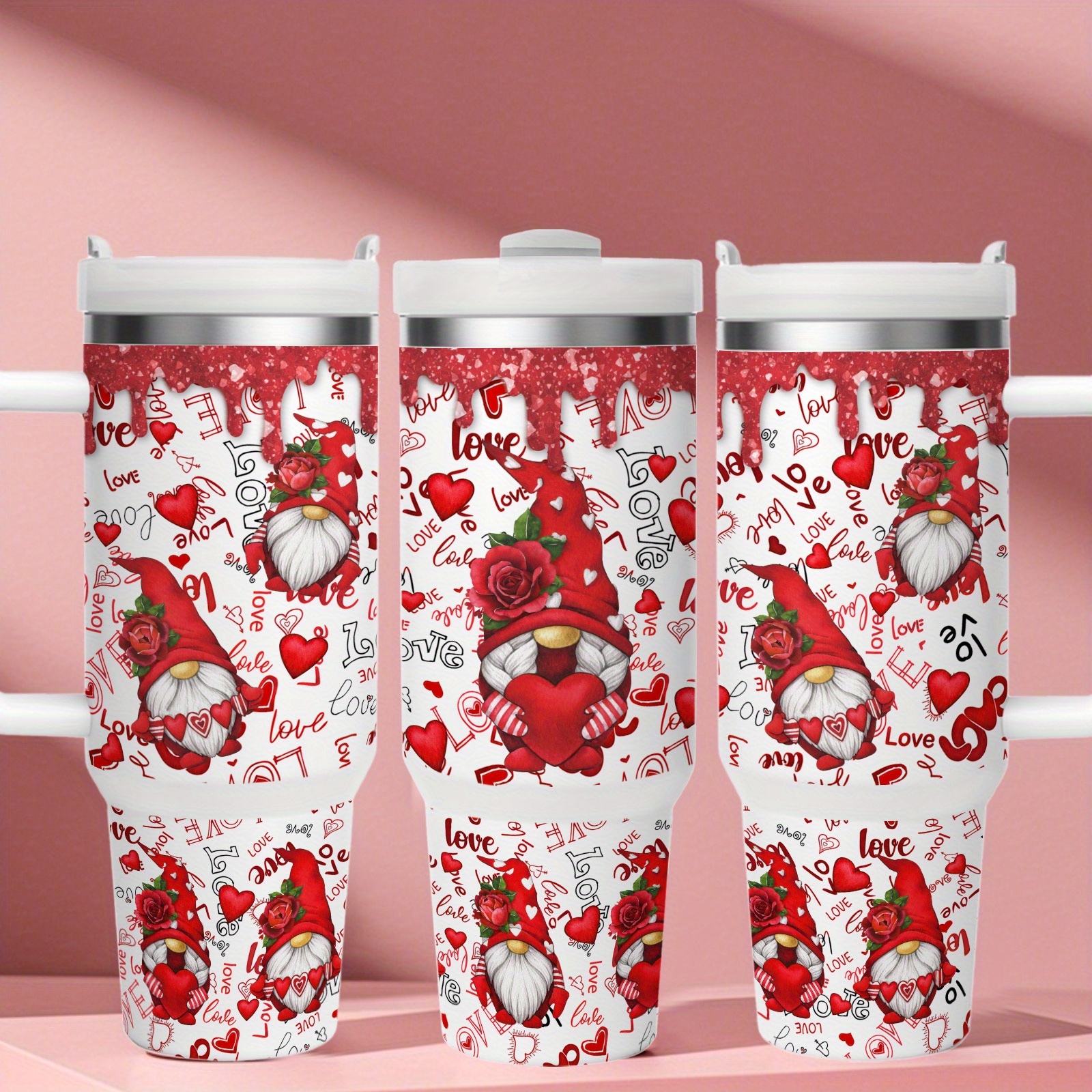 

1pc Stainless Steel 40 Oz, Gnomes Valentine's Day Design, Insulated For Hot And Cold Drinks, Bpa-free, Beverages Cold For , Warm For 12 Hours, Ideal Christmas & Thanksgiving Gift