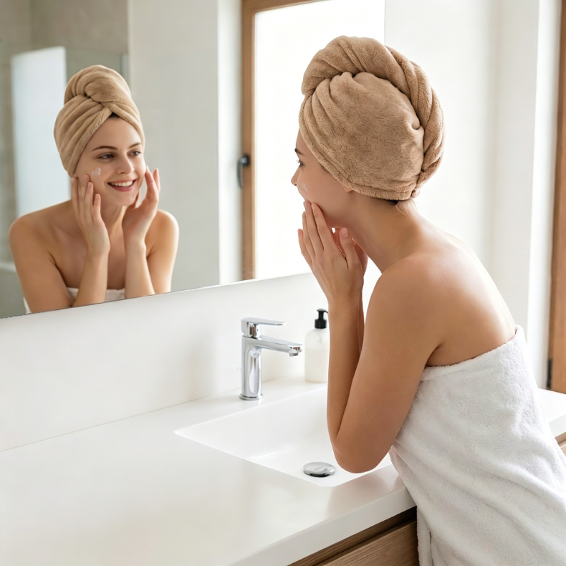 TEMU Serviette de séchage absorbante pour cheveux , 1 pièce, microfibre de haute qualité, serviette à cheveux douce et à séchage rapide, , convient