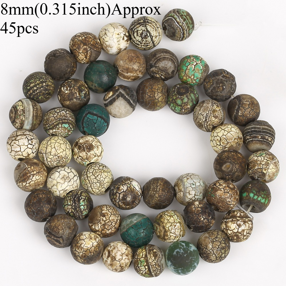 E-shop 36/45 Stk. natürliche grüne Kaffee-Altachat--Rundperlen für Schmuckherstellung, DIY-Armbänder, Halsketten-Zubehör