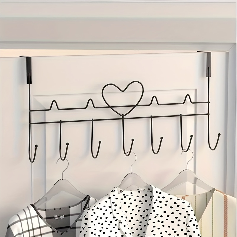 

Over-the-door Metal Hook Rack, Hanging Organizer For Towels, Clothes, Hats, Purses, Robes, , Space-saving Accessory With No For Kitchen, Bathroom, Bedroom