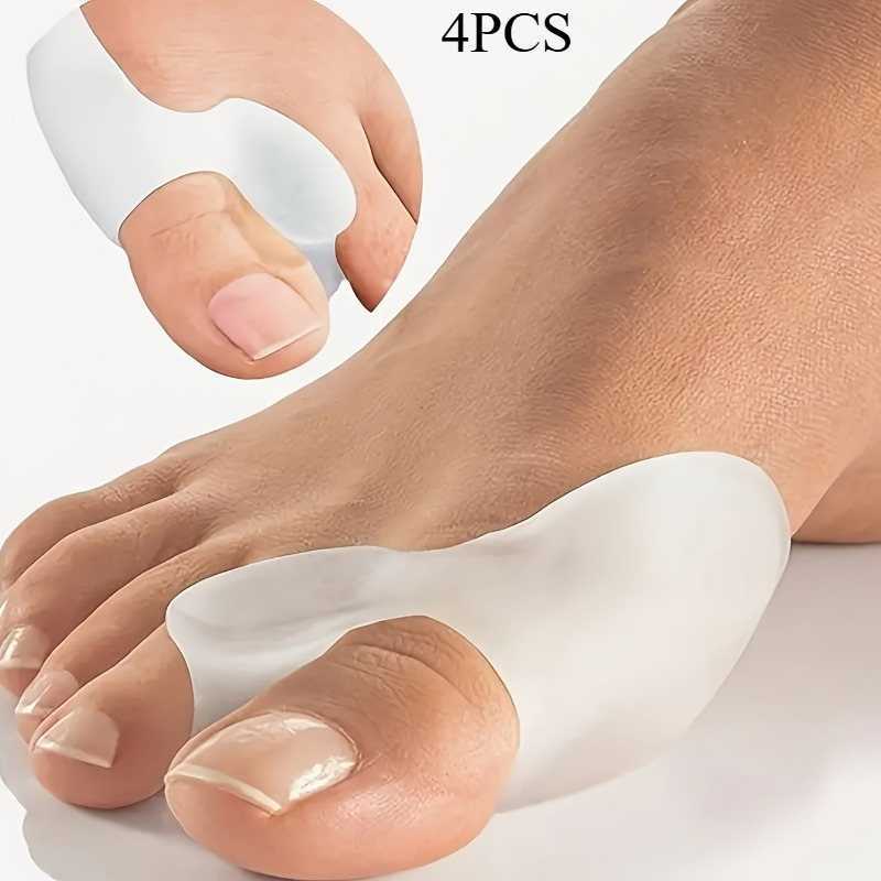 Image of 4pcs White Foot Care Pads, Soft Gel Toe Separators For The Big Toe, Suitable For Long- Use
