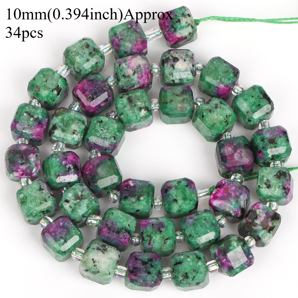 TEMU 10x10mm 34 pièces Perles en Épidote Naturelle Facettée de pour Création de Bijoux DIY Bracelets Accessoires