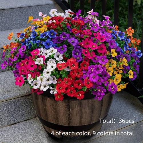 36 pack vibrant artificial eucalyptus flowers multi colored simulation floral ornaments high quality plastic hanging decor for balcony patio planters weddings durable non ideal for valentines day