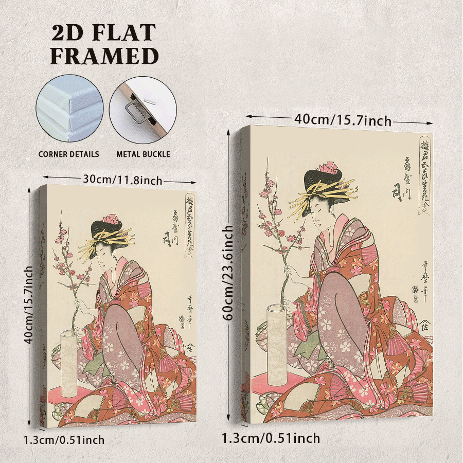 [2d piatto] 1   incorniciato, poster geisha giapponese, stampa su tela   tradizionale,   da parete vintage,   da parete    ,   per regalo, decorazione per casa e dormitorio,   per camera da letto, soggiorno, 1   incorniciato, 2d piatto,   per decorazione