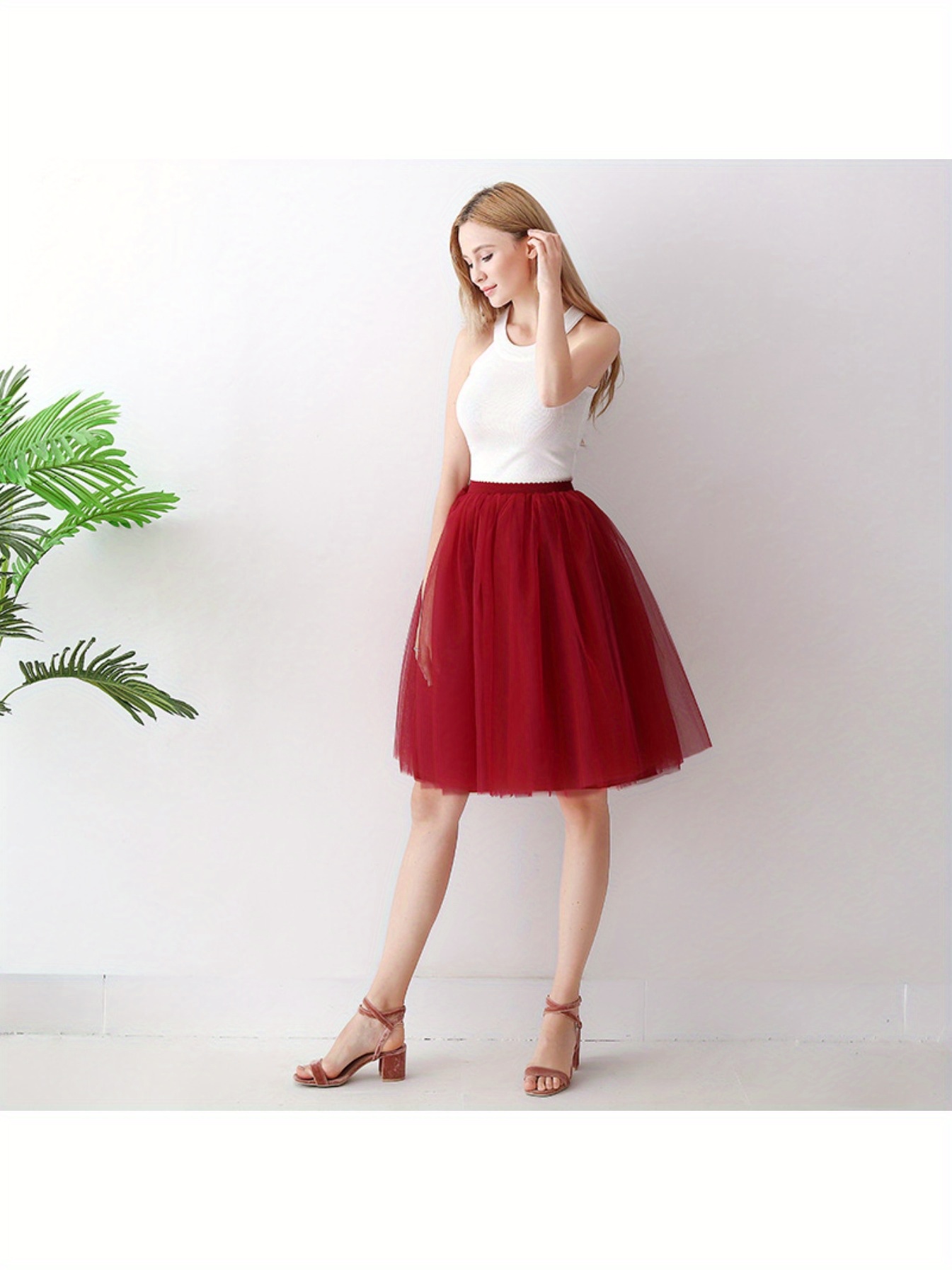 womens high waisted pleated tulle tutu skirt knee length Temu
