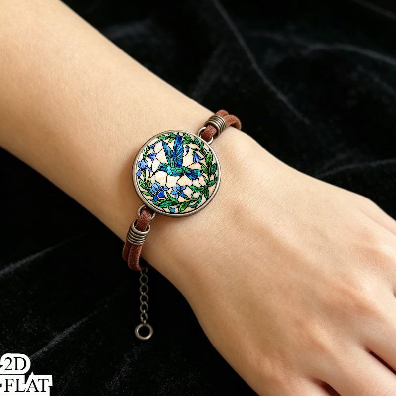 2D Flat Pattern Vintage Bangle Bracelet, Fashion Gift for Friends