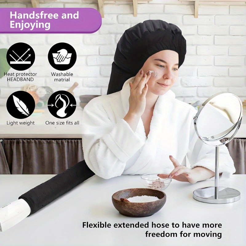 1个黑色卷发烘干帽 | 更快干燥 & 深层护理，超大空间，适合浓密卷发和造型工具，非纺织品，无香味 商品详情 1