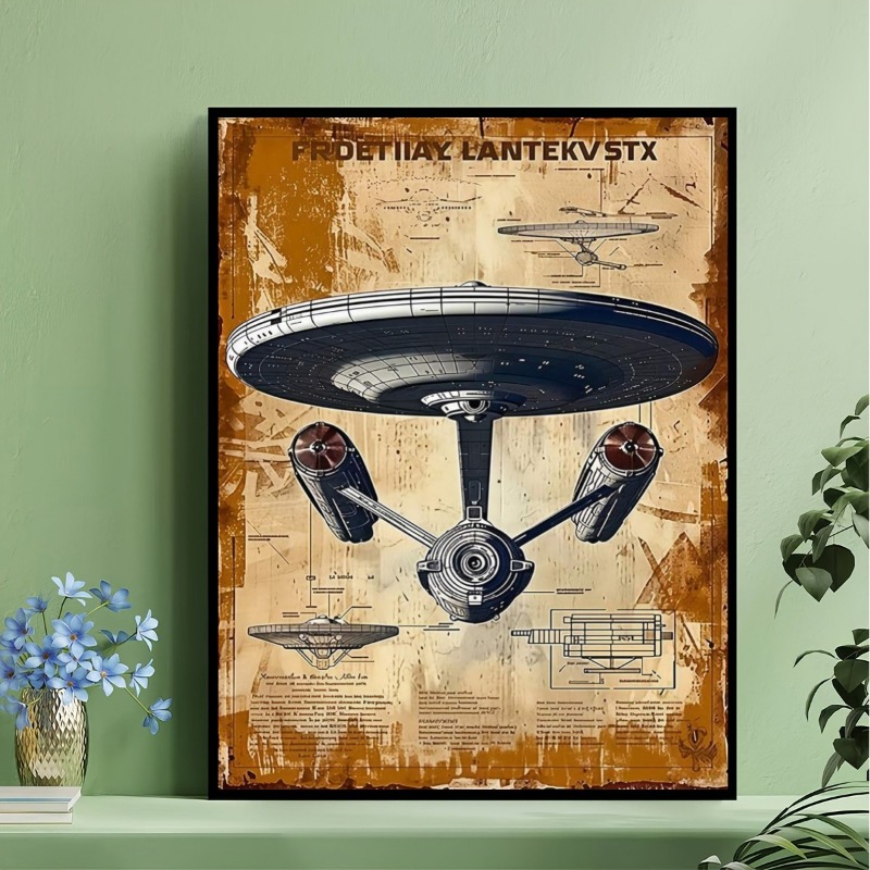 TEMU 2d Flat, 1pc 2d Flat Canvas Wall Art, Vintage Style, Design, 2d Flat