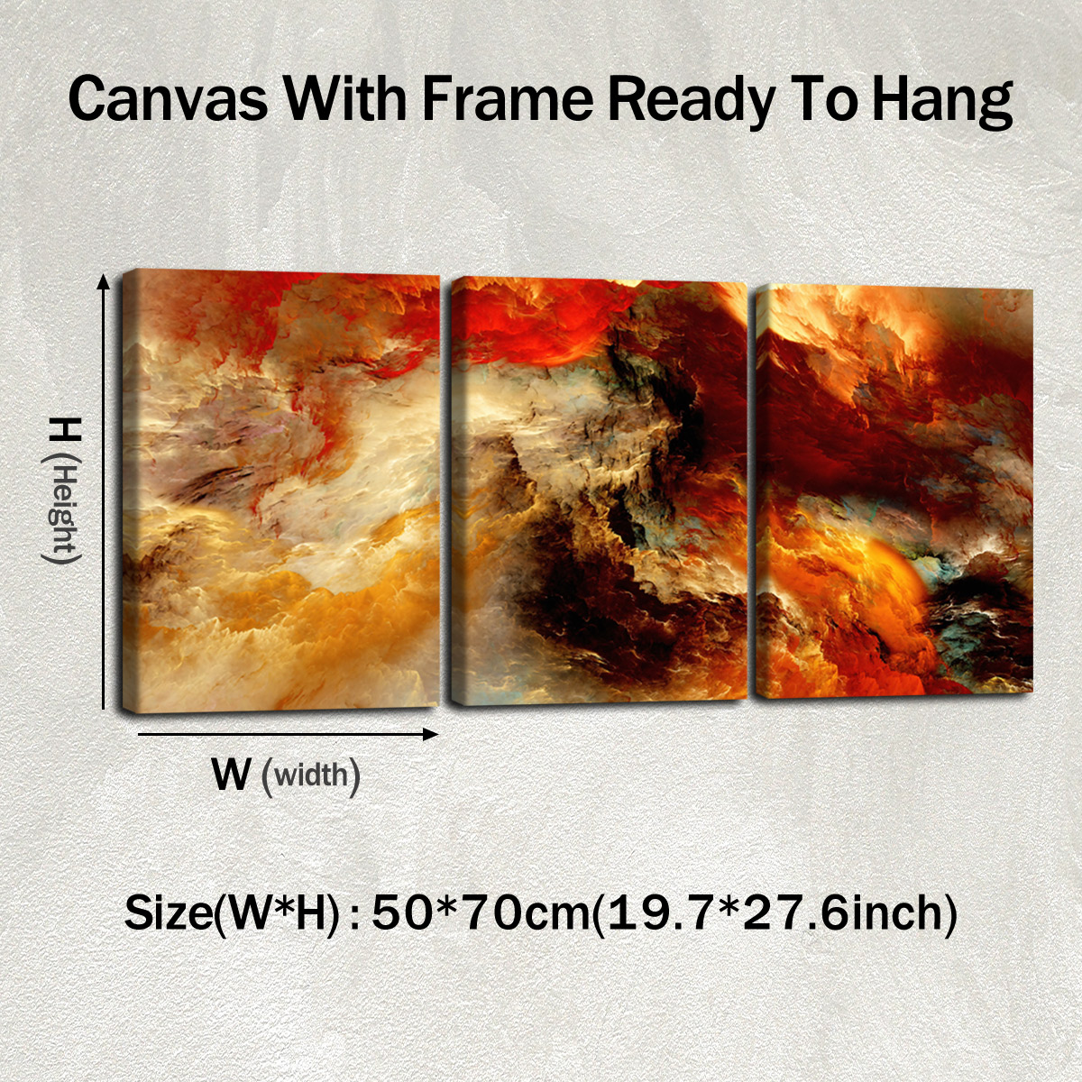 TEMU 2d Flat, [2d Flat] 3pcs Wooden Framed Canvas Painting, Abstract Clouds And Smoke Images, Exquisite Poster, Home Decoration, Pattern Wall Art