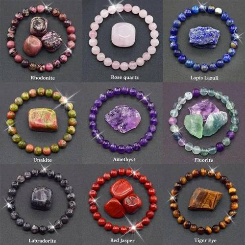 choose from 4pcs 6pcs or 9pcs sets of natural stones featuring handmade beaded bracelets made of amethyst and tigers eye designed to stress and reduce anxiety suitable for men and women making it a perfect everyday gift