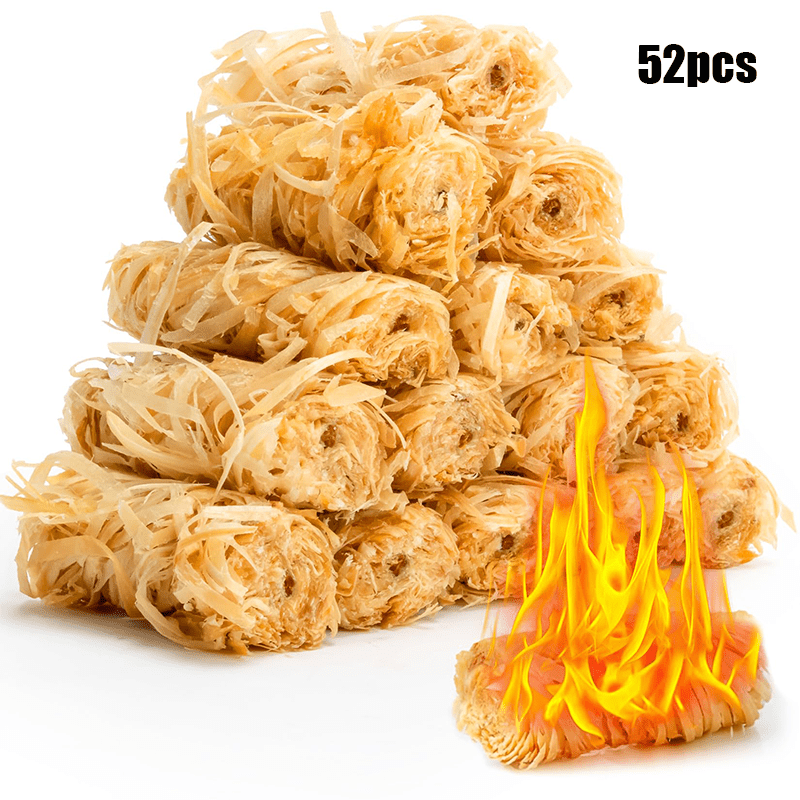 52/102pcs Wood Wool Igniter, Starter Wood Wool Chimney Starter Grill Starter Fire Starter Bio-igniter, Quickly Ignites For Grill, Pizza Oven, , Chimney & Oven, Energy Kienbacher