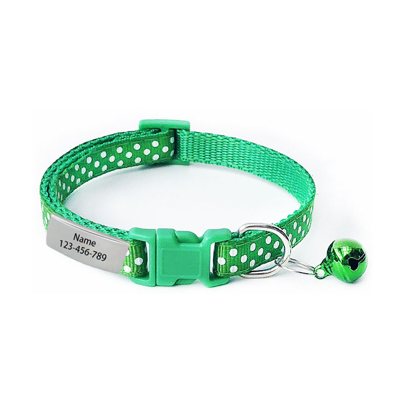 Adjustable Colorful Pet Collar with Bell, Personalized Identity Sign