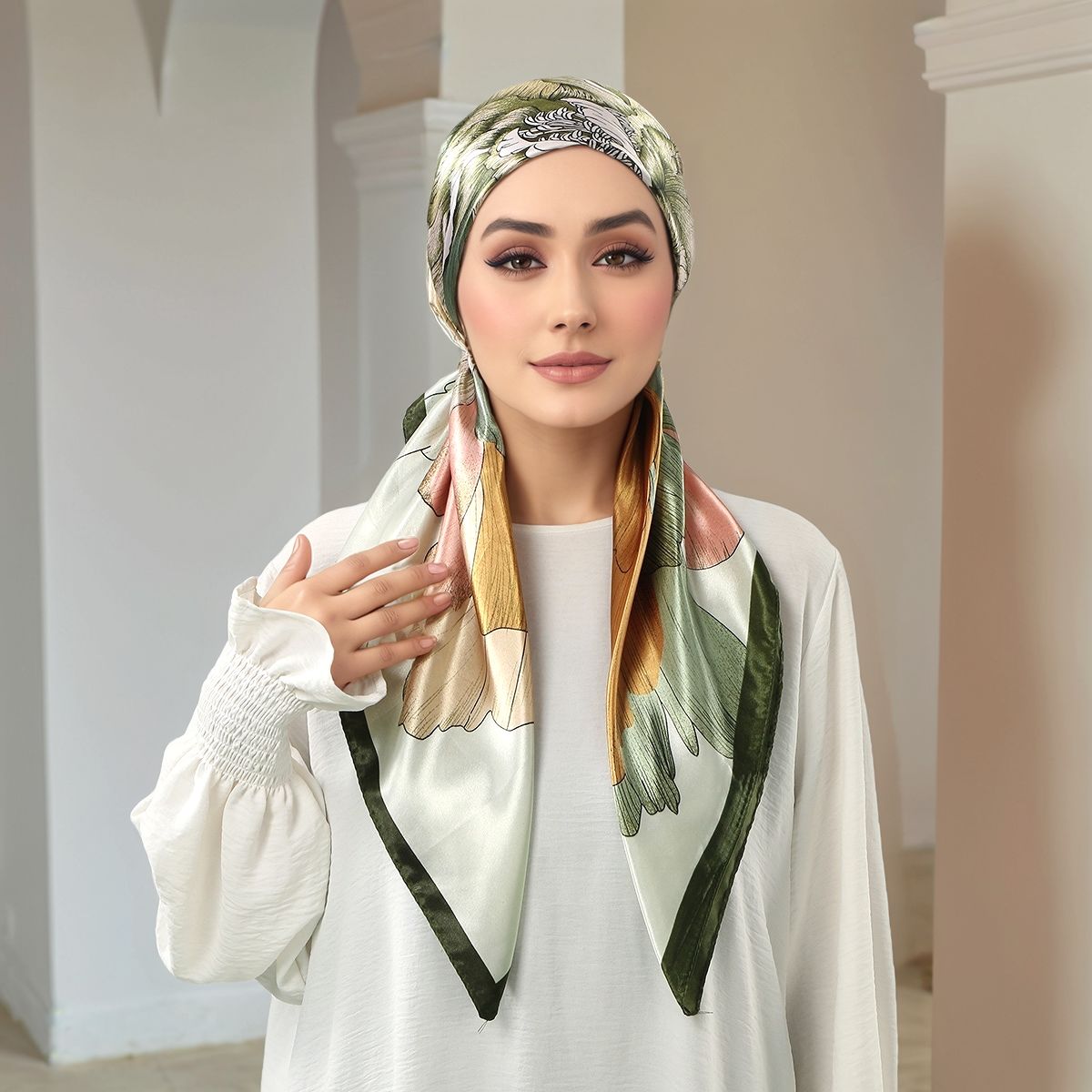 TEMU Women's Plant Print Headscarf Hat, Comfortable And Breathable, Suitable For Daily And Travel, Versatile