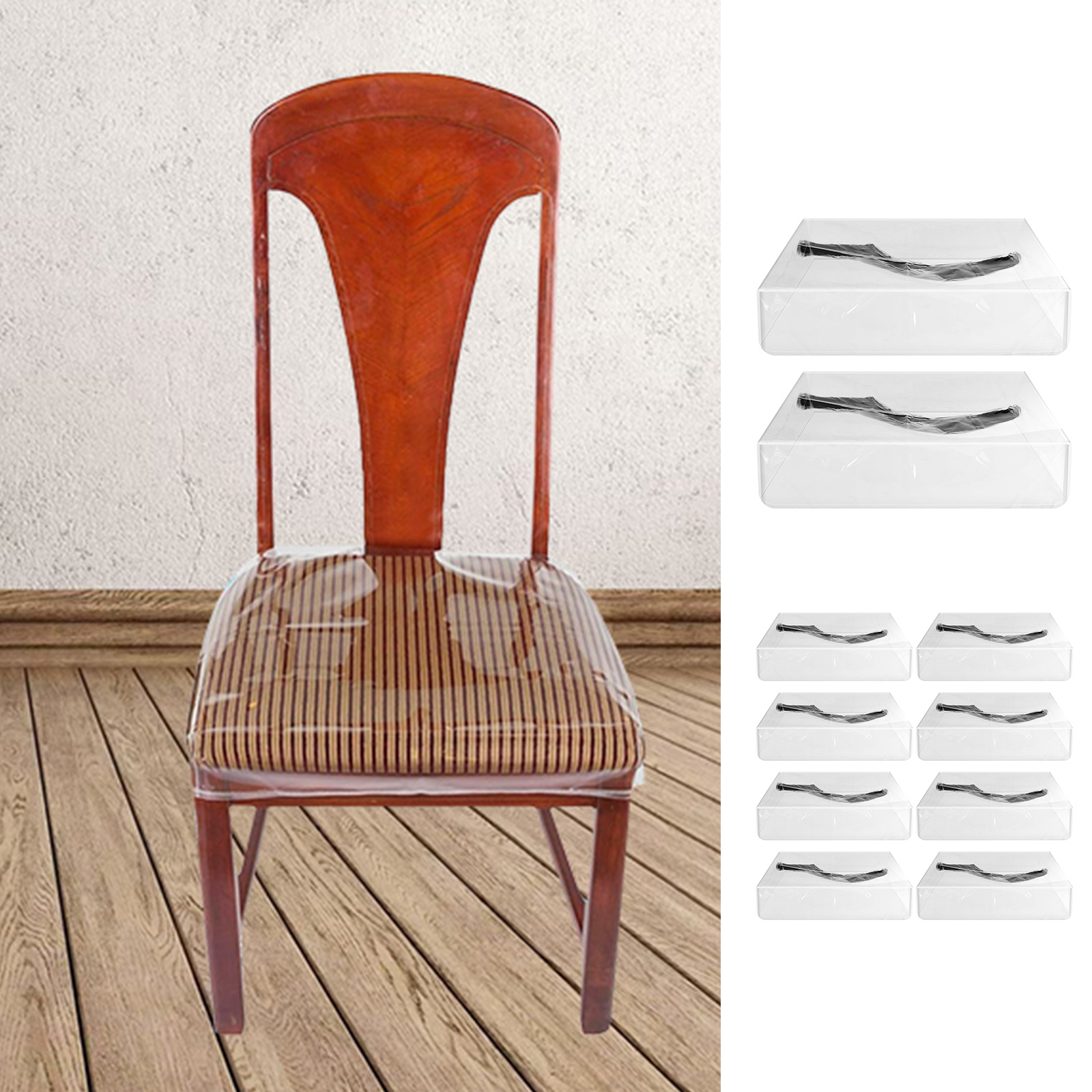 2/8pcs Plastic Chair Covers Transparent PVC Dining Chairs Protector Chairs  Cover Scratch Resistant PVC Seats Protector Kitchen Chair Seat Covers for C