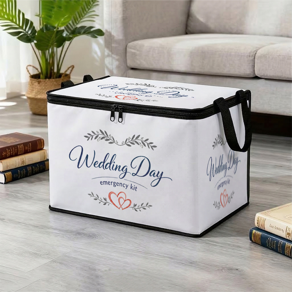 TEMU 1pc Zipper Lid Storage Box Elegant Minimalist Romantic Design Graphic, Large Capacity, Foldable, Multiple Sizes , For Organizing Seasonal