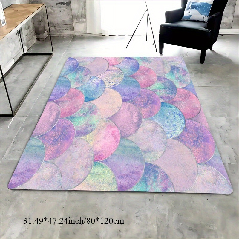 TEMU Tapis à Motif d'Écailles de Sirène - Antidérapant, Lavable en Machine, Tapis de Décoration pour Entrée & Chambre, Coloré, Accessoires