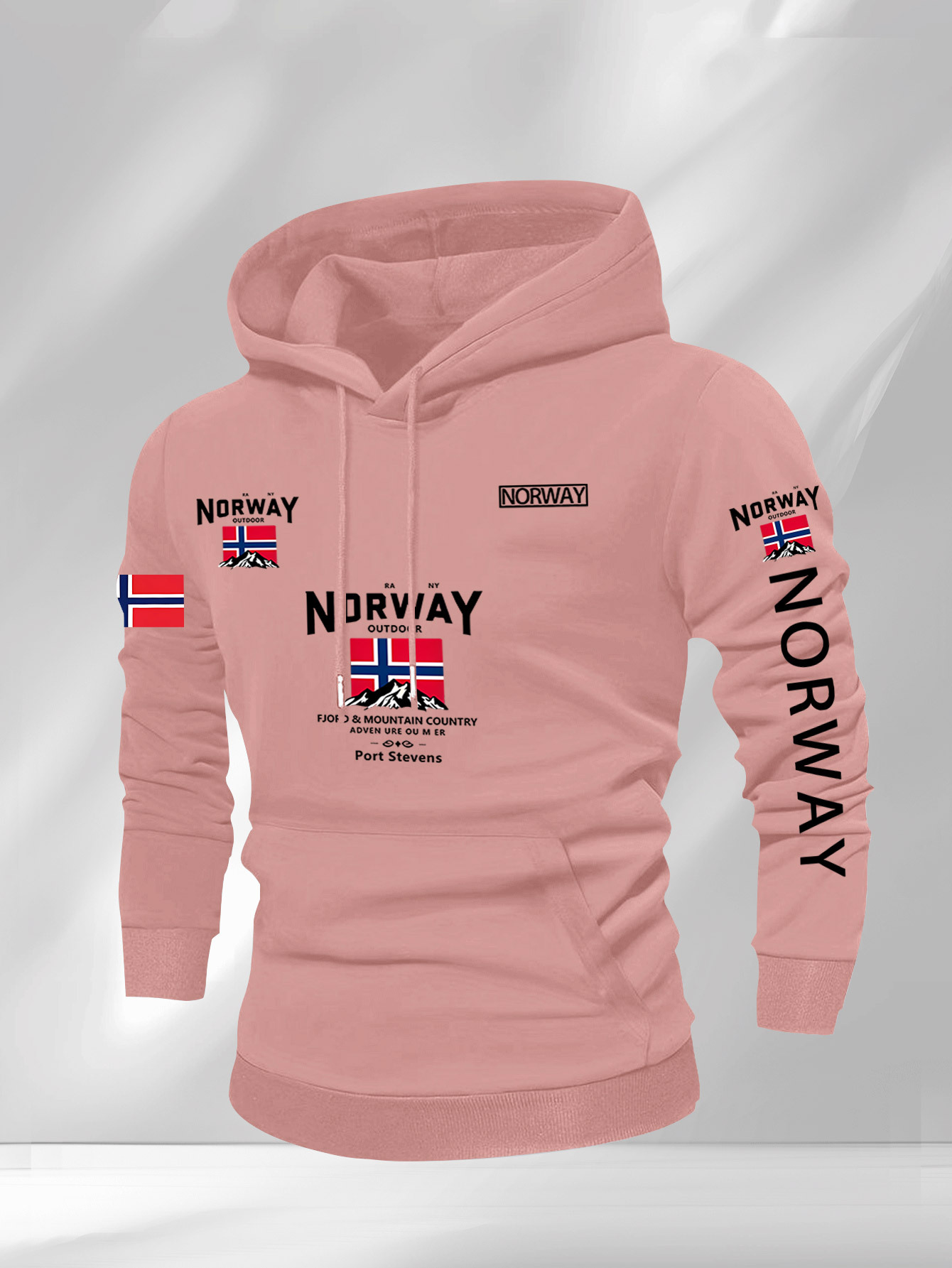Sweatshirt met capuchon voor heren met Noorse vlag en design