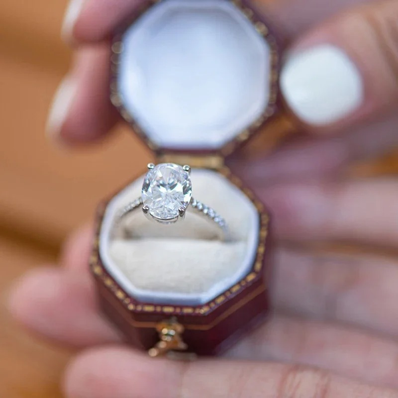 Eternals Earth French Style 925 Silver Moissanite Engagement Ring