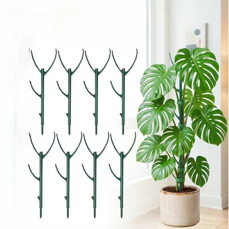 8pcs (8 Support Frames) Monstera Plant Support Poles, Stackable High Poles With Straps, Designed For Climbing Plant Stem Support - Durable Trellis-style Gardening Stakes For Outdoor Gardening