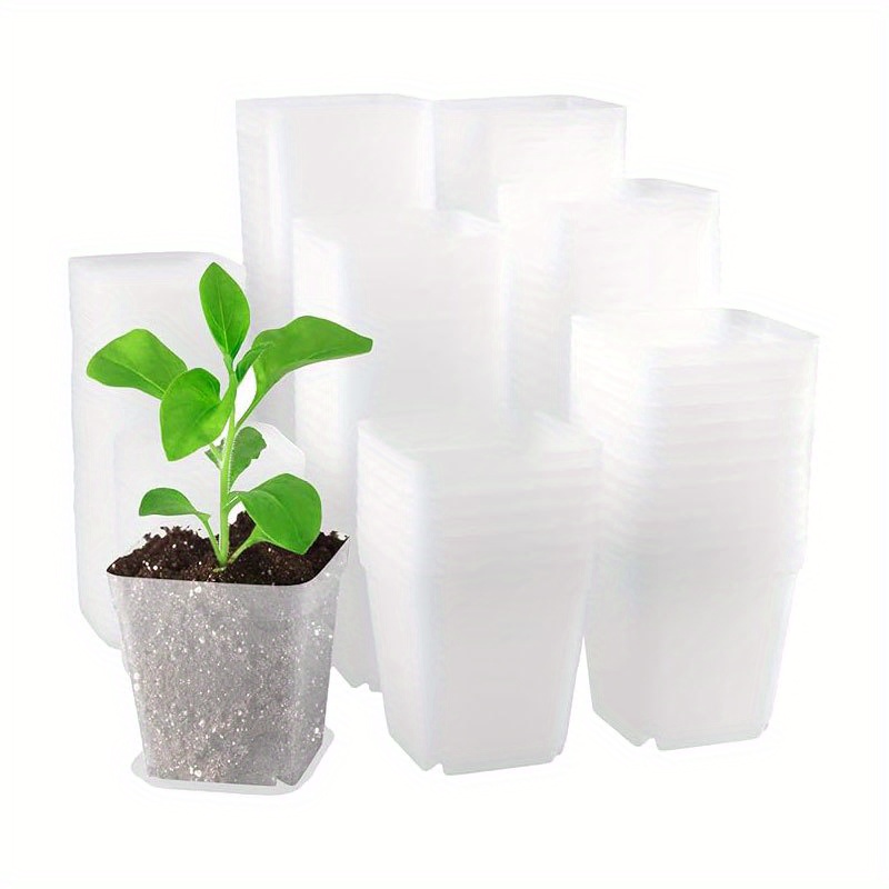 

20pcs Clear Square Plastic Planters, 2.76" Pots With Drainage Holes And Matching Trays - Ideal For Indoor/outdoor Use In Homes, Gardens, Offices, And , Planter Pots