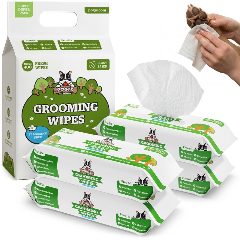 Dog Wipes - Hypoallergenic Wipes Paw Body Butt - Cleaning Hydrating, Fragrance 400-Count