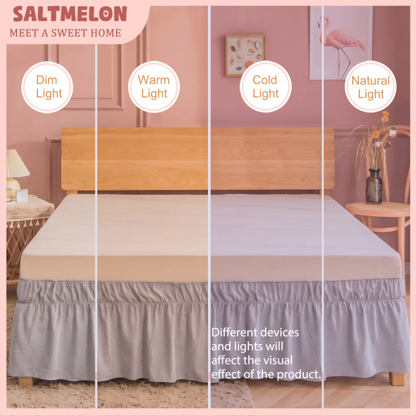TEMU 1pc Shimmering Gray, Bubble Jade, , Army Green Bed Skirt, Bohemian Style Single Bedding, Synthetic Fiber Breathable Bed Skirt, Suitable For