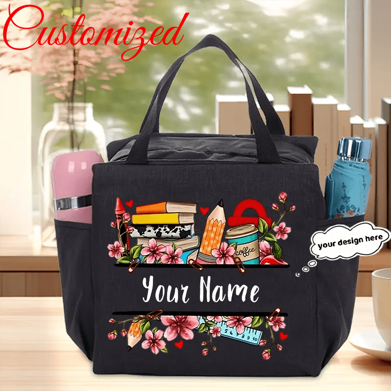 TEMU Borsa Tote Personalizzata per Donne Insegnanti, Tema Scolastico, Borsa Portatile per il a Scuola, Borsa , Tracolla Fissa, Chiusura con Cerniera